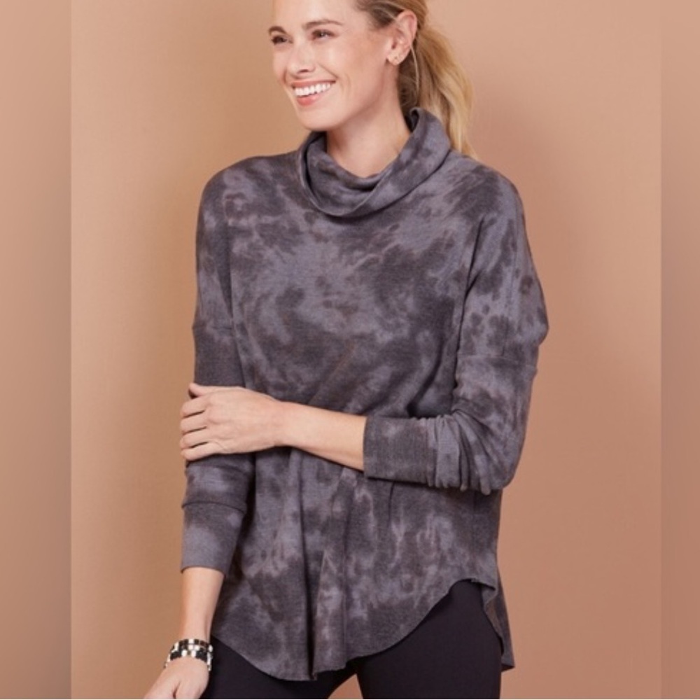 Michael Stars Blue Evereve Marcy Camo Print Thermal Tunic Top Womens Medium